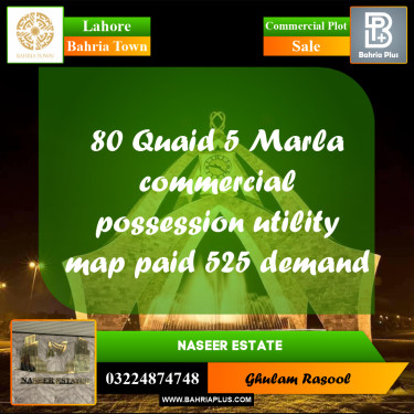 Commercial Plot for Sale in Sector E - Quaid Block -  Bahria Town, Lahore - (BP-161947)