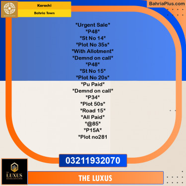 Residential Plot for Sale in Precinct 48 -  Bahria Town, Karachi - (BP-161953)