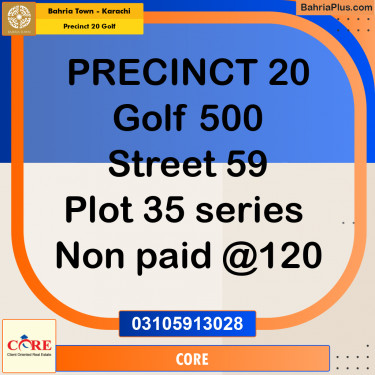 500 Sq. Yards Residential Plot for Sale in Precinct 20 Golf -  Bahria Town, Karachi - (BP-161956)