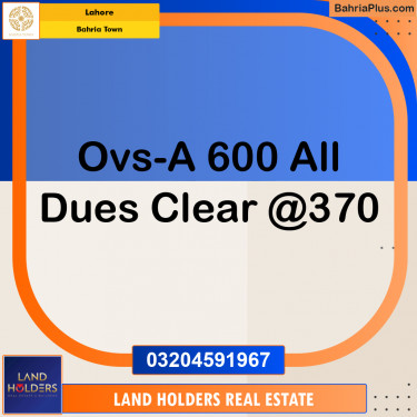 Residential Plot for Sale in Overseas A -  Bahria Town, Lahore - (BP-161958)