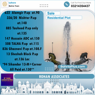 Residential Plot for Sale in Sector F - Alamgir Block -  Bahria Town, Lahore - (BP-161987)