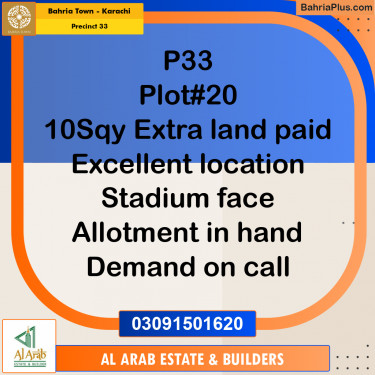 Residential Plot for Sale in Precinct 33 -  Bahria Town, Karachi - (BP-161995)