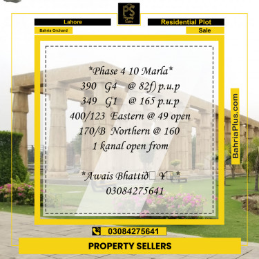 Residential Plot for Sale in Phase 4 - G4 Block -  Bahria Orchard, Lahore - (BP-162015)