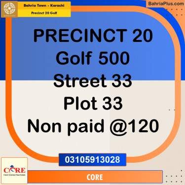 500 Sq. Yards Residential Plot for Sale in Precinct 20 Golf -  Bahria Town, Karachi - (BP-162031)