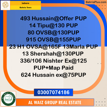 Residential Plot for Sale in Sector C - Nargis/Hussain Block -  Bahria Town, Lahore - (BP-162058)