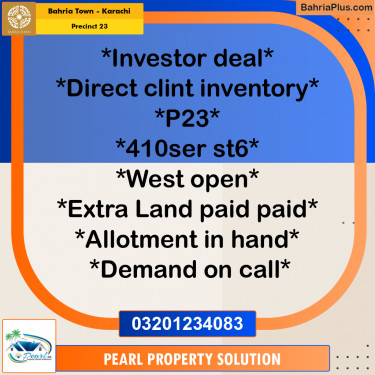 125 Sq. Yards Residential Plot for Sale in Precinct 23 -  Bahria Town, Karachi - (BP-162084)