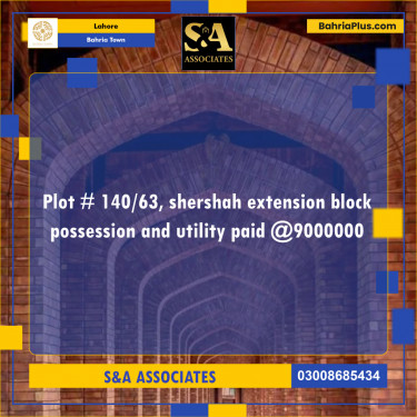 Residential Plot for Sale in Sector F - Shershah Block -  Bahria Town, Lahore - (BP-162122)