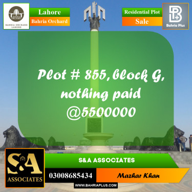 Residential Plot for Sale in Phase 2 - G Block -  Bahria Orchard, Lahore - (BP-162125)