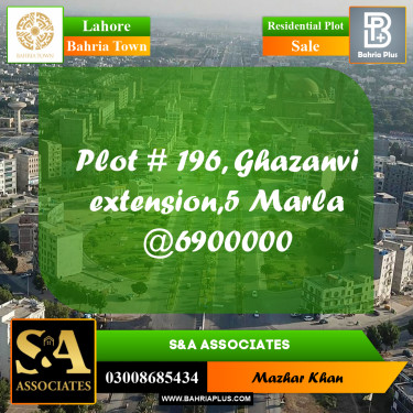 Residential Plot for Sale in Sector F - Ghaznavi Block -  Bahria Town, Lahore - (BP-162143)