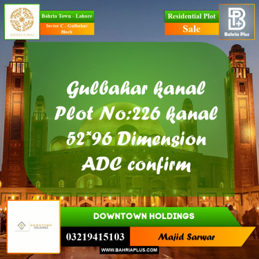 Residential Plot for Sale in Sector C - Gulbahar Block -  Bahria Town, Lahore - (BP-162153)