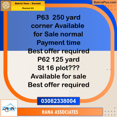 Residential Plot for Sale in Precinct 63 -  Bahria Town, Karachi - (BP-162173)