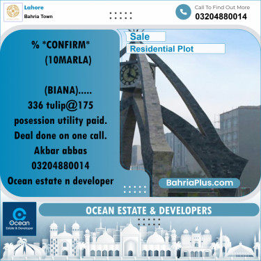 Residential Plot for Sale in Sector C - Tulip Block -  Bahria Town, Lahore - (BP-162216)