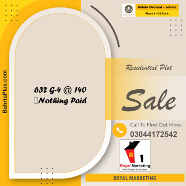 Residential Plot for Sale in Phase 4 - G4 Block -  Bahria Orchard, Lahore - (BP-162245)