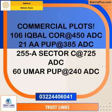Commercial Plot for Sale in Sector E - Iqbal Commercial -  Bahria Town, Lahore - (BP-162289)