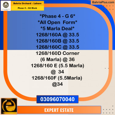 Residential Plot for Sale in Phase 4 - G6 Block -  Bahria Orchard, Lahore - (BP-162320)
