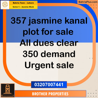 Residential Plot for Sale in Sector C - Jasmine Block -  Bahria Town, Lahore - (BP-162338)