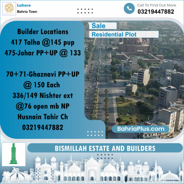 Residential Plot for Sale in Sector F - Talha Block -  Bahria Town, Lahore - (BP-162339)