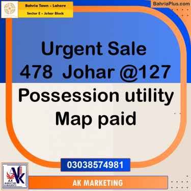 Residential Plot for Sale in Sector E - Johar Block -  Bahria Town, Lahore - (BP-162401)