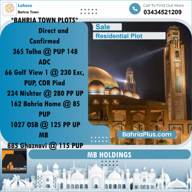 Residential Plot for Sale in Sector F - Talha Block -  Bahria Town, Lahore - (BP-162404)