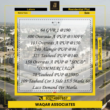 Residential Plot for Sale in Golf Phase 1 -  Bahria Town, Lahore - (BP-162480)