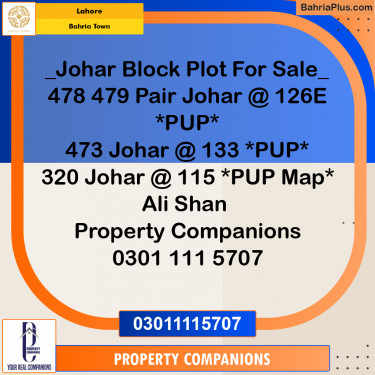 Residential Plot for Sale in Sector E - Johar Block -  Bahria Town, Lahore - (BP-162532)