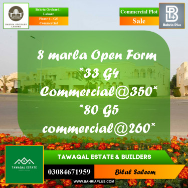 Commercial Plot for Sale in Phase 4 - G5 Commercial -  Bahria Orchard, Lahore - (BP-162556)