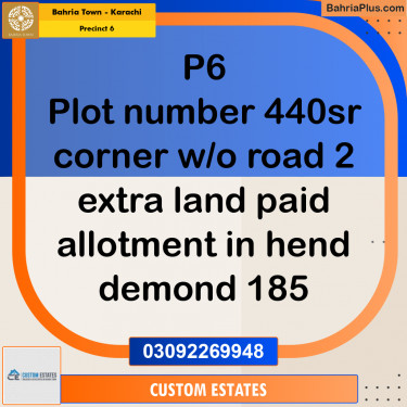 250 Sq. Yards Residential Plot for Sale in Precinct 6 -  Bahria Town, Karachi - (BP-162597)