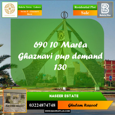 Residential Plot for Sale in Sector F - Ghaznavi Block -  Bahria Town, Lahore - (BP-162613)