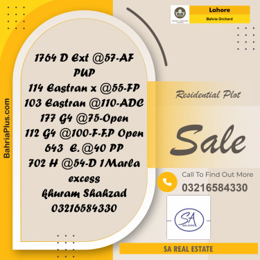 Residential Plot for Sale in Phase 2 - D Block -  Bahria Orchard, Lahore - (BP-162664)