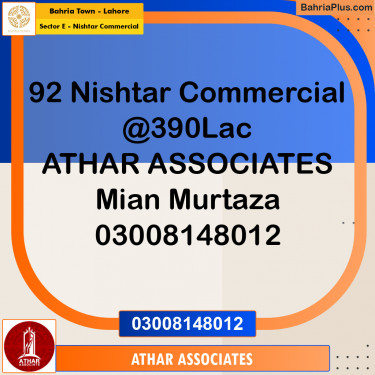 Commercial Plot for Sale in Sector E - Nishtar Commercial -  Bahria Town, Lahore - (BP-162680)