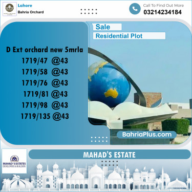 Residential Plot for Sale in Phase 2 - D Block -  Bahria Orchard, Lahore - (BP-162730)
