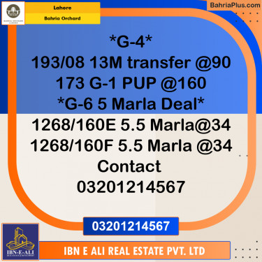 Residential Plot for Sale in Phase 4 - G4 Block -  Bahria Orchard, Lahore - (BP-162901)