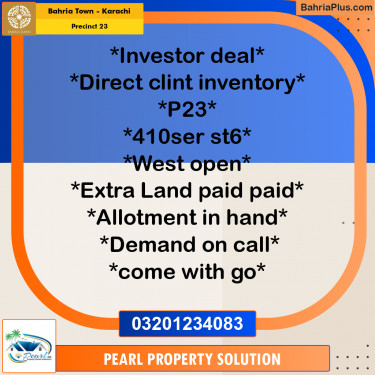 125 Sq. Yards Residential Plot for Sale in Precinct 23 -  Bahria Town, Karachi - (BP-162951)