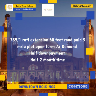 Residential Plot for Sale in Sector E - Rafi Ext. Block -  Bahria Town, Lahore - (BP-162963)