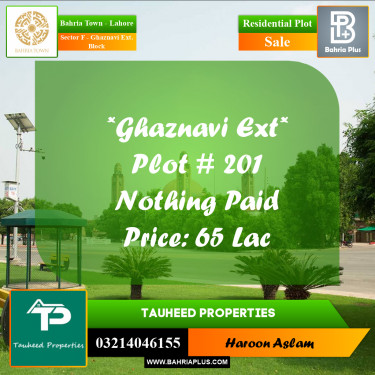 Residential Plot for Sale in Sector F - Ghaznavi Ext. Block -  Bahria Town, Lahore - (BP-162971)