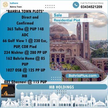 Residential Plot for Sale in Sector F - Talha Block -  Bahria Town, Lahore - (BP-162995)