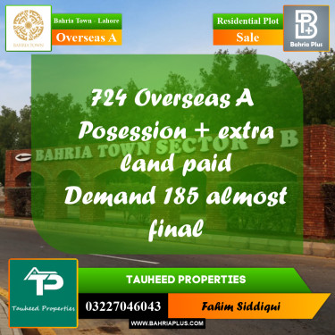 Residential Plot for Sale in Overseas A -  Bahria Town, Lahore - (BP-163111)