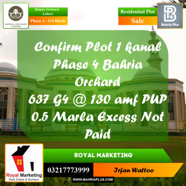 Residential Plot for Sale in Phase 4 - G4 Block -  Bahria Orchard, Lahore - (BP-163156)