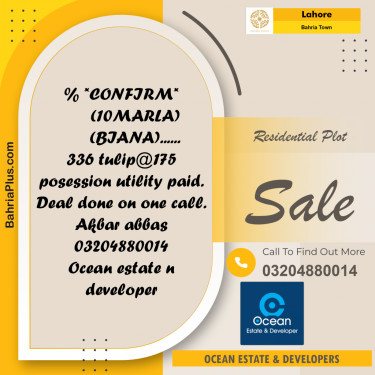Residential Plot for Sale in Sector C - Tulip Block -  Bahria Town, Lahore - (BP-163175)