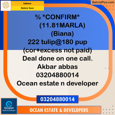 Residential Plot for Sale in Sector C - Tulip Block -  Bahria Town, Lahore - (BP-163177)