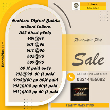 Residential Plot for Sale in Phase 1 - Northern District -  Bahria Orchard, Lahore - (BP-163206)