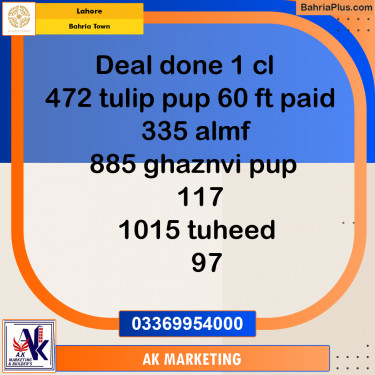 Residential Plot for Sale in Sector C - Tulip Block -  Bahria Town, Lahore - (BP-163221)