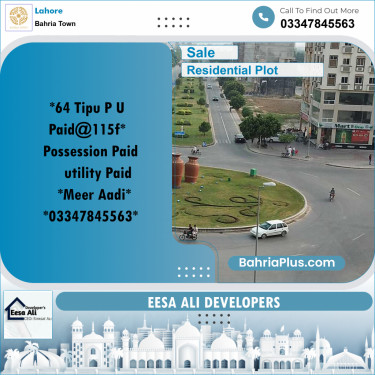 Residential Plot for Sale in Sector F - Tipu Sultan Block -  Bahria Town, Lahore - (BP-163225)