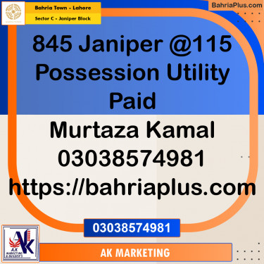 Residential Plot for Sale in Sector C - Janiper Block -  Bahria Town, Lahore - (BP-163248)