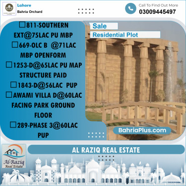 Residential Plot for Sale in Phase 1 - Southern District -  Bahria Orchard, Lahore - (BP-163293)