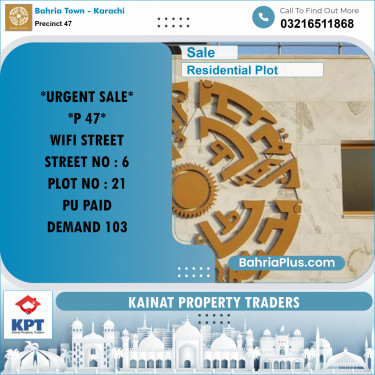 250 Sq. Yards Residential Plot for Sale in Precinct 47 -  Bahria Town, Karachi - (BP-163303)