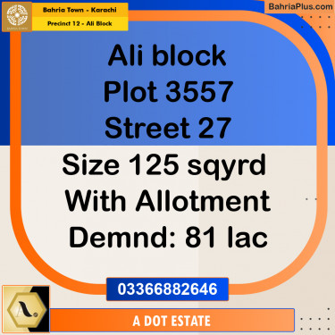 125 Sq. Yards Residential Plot for Sale in Precinct 12 - Ali Block -  Bahria Town, Karachi - (BP-163307)