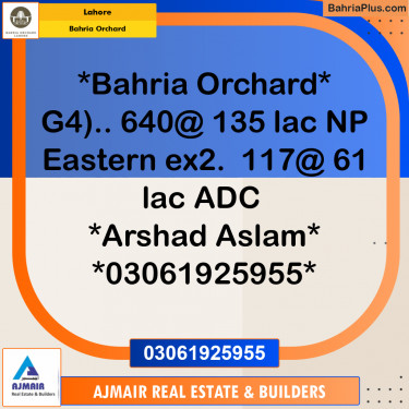 Residential Plot for Sale in Phase 4 - G4 Block -  Bahria Orchard, Lahore - (BP-163347)