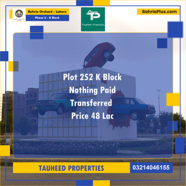 Residential Plot for Sale in Phase 2 - K Block -  Bahria Orchard, Lahore - (BP-163483)