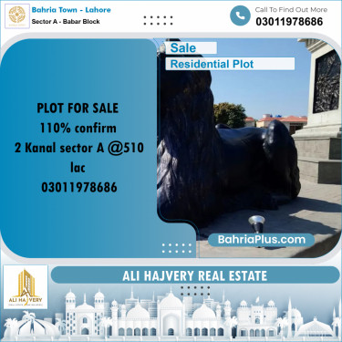 Residential Plot for Sale in Sector A - Babar Block -  Bahria Town, Lahore - (BP-163519)